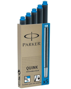 Photo Boite de 5 cartouches d'encre effaçable - Bleu royal : PARKER Quink