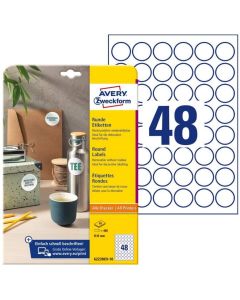 Photo Étiquettes adhésives amovibles - Diamètre 30 mm - Blanc AVERY