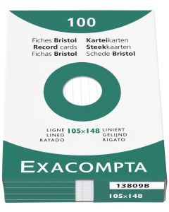 Photo Fiches Bristol lignées - 105 x 148 mm - Blanc EXACOMPTA Image