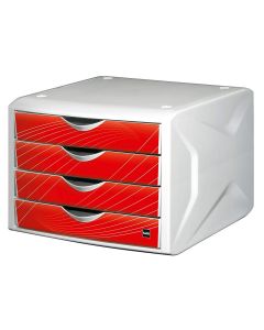 Photo Bloc de rangement - 4 tiroirs : HELIT Caméléon Blanc Red rook