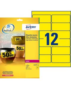 Photo Étiquettes ultra résistantes - 99,1 x 42,3 mm - Jaune AVERY 