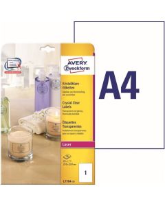 Photo Étiquettes adhésives résistantes - 210 x 297 mm - Transparent AVERY