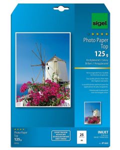 Photo SIGEL  : Lot de 25 papiers photos Top - Format A4 - 125 g/m² IP663