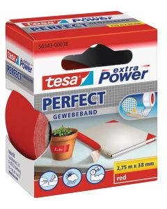 Photo TESA 00038-03 : Ruban adhésif toile extra Power - Rouge - 38 mm x 2.75 m
